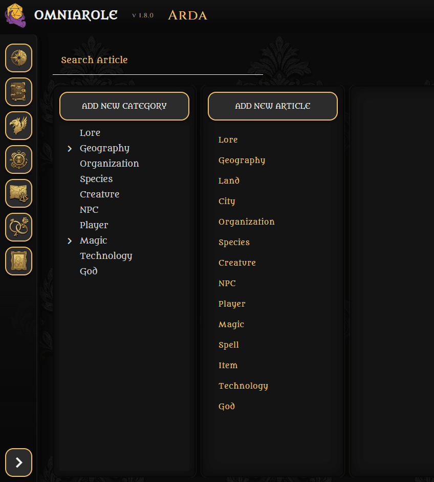 Pre-filled Handbook categories in a new world